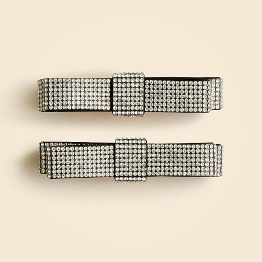 J. Crew Silver Rhinestone Hair Barrettes